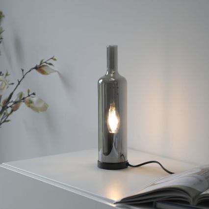 JUST LIGHT. 14006-25 - Настольная лампа BOTTLE 1xE14/25W/230V чёрная/дымчатая
