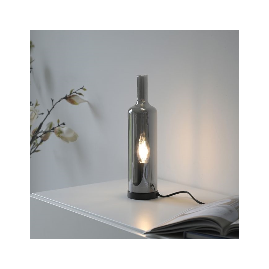JUST LIGHT. 14006-25 - Настольная лампа BOTTLE 1xE14/25W/230V чёрная/дымчатая