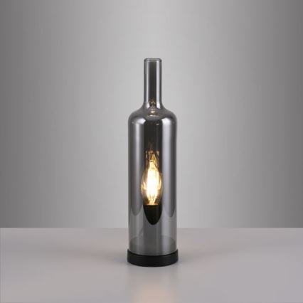JUST LIGHT. 14006-25 - Настольная лампа BOTTLE 1xE14/25W/230V чёрная/дымчатая