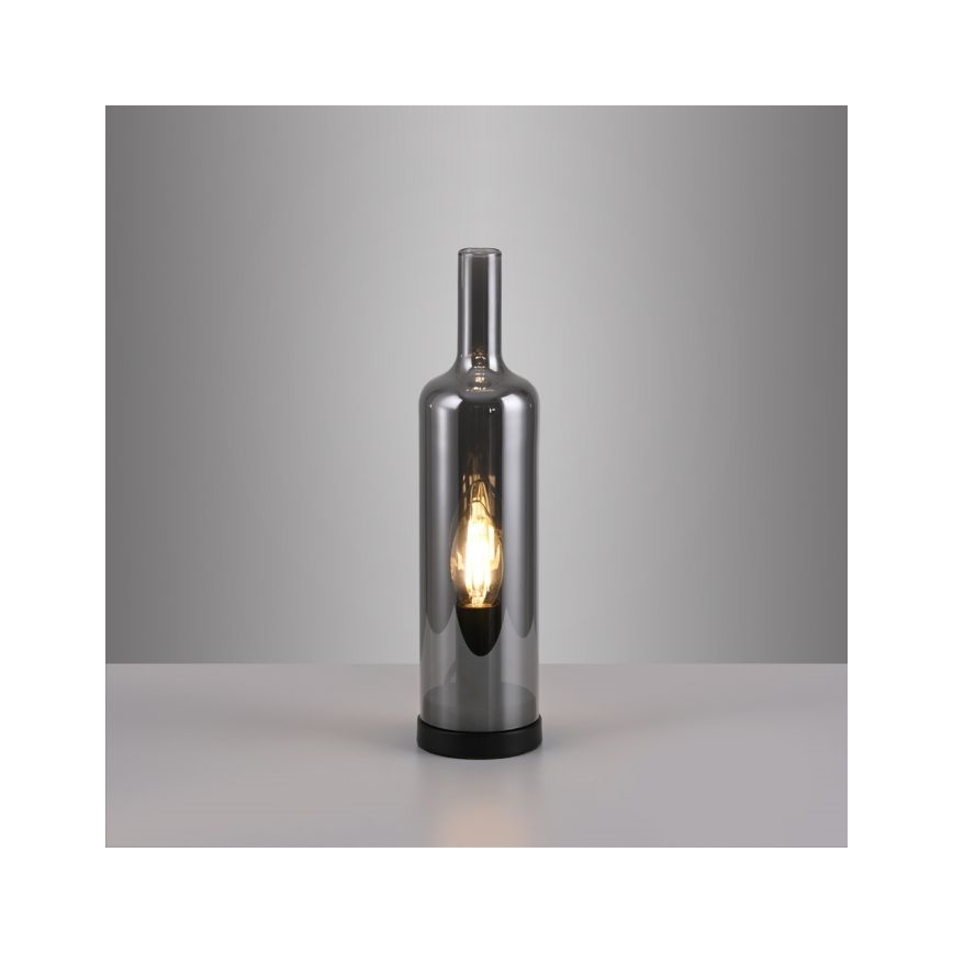 JUST LIGHT. 14006-25 - Настольная лампа BOTTLE 1xE14/25W/230V чёрная/дымчатая