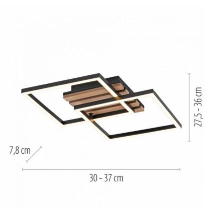 JUST LIGHT. 14053-79 - LED потолочный светильник AKUSTIKA LED/15W/230V дуб/чёрный