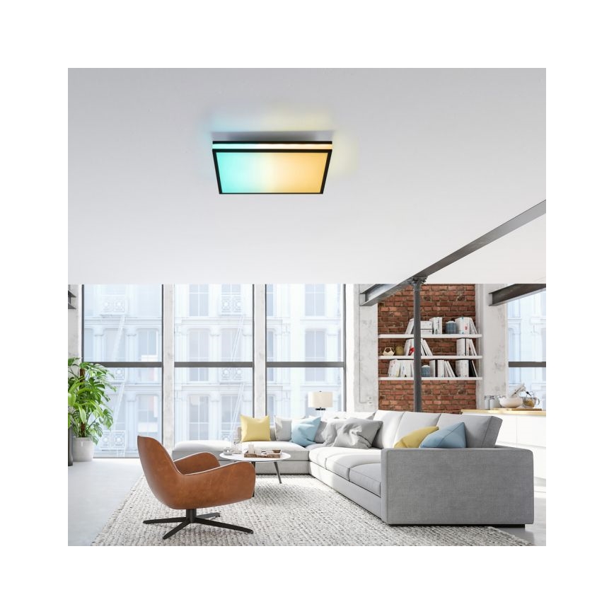 JUST LIGHT. 14110-18 - Светодиодный потолочный RGBW-светильник с регулированием яркости MARIO BLACK LED/19,5W/230V 2700-5000K + дистанционное управление