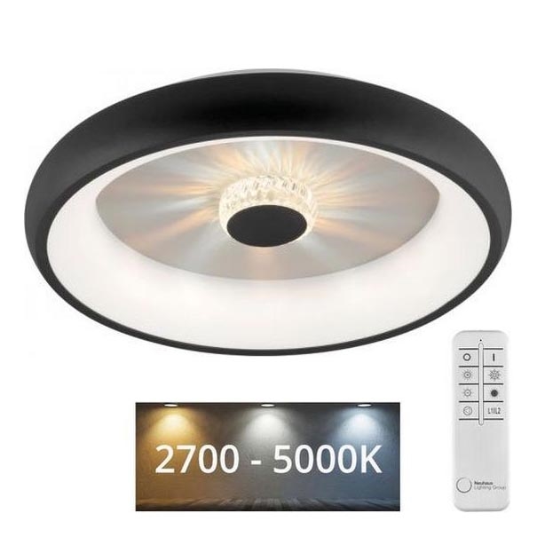 JUST LIGHT. 14384-18 - Світлодіодний стельовий світильник з регулюванням яскравості VERTIGO LED/29W/230V 2700-5000K чорний + пульт дистанційного керування