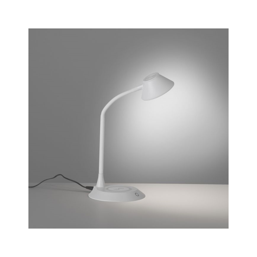 JUST LIGHT. 14414-16 - LED Диммована гнучка сенсорна настільна лампа з бездротовою зарядкою PUCKI LED/4,5W/230V біла