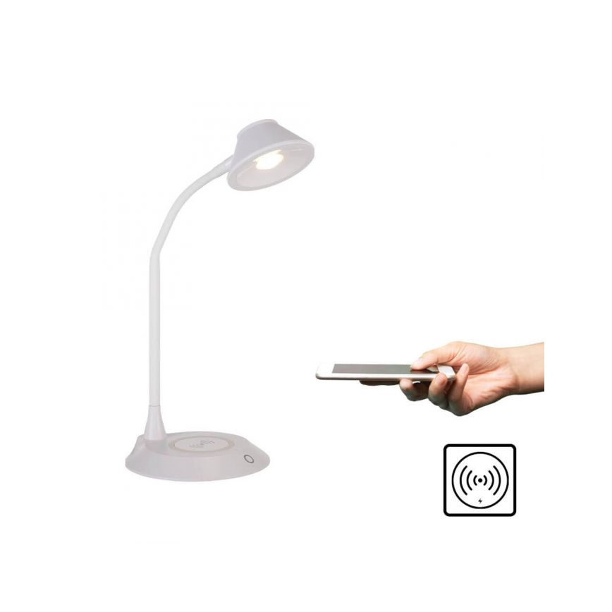 JUST LIGHT. 14414-16 - LED Диммована гнучка сенсорна настільна лампа з бездротовою зарядкою PUCKI LED/4,5W/230V біла
