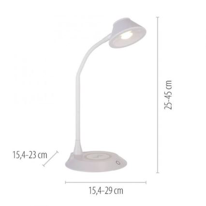 JUST LIGHT. 14414-16 - LED Диммована гнучка сенсорна настільна лампа з бездротовою зарядкою PUCKI LED/4,5W/230V біла