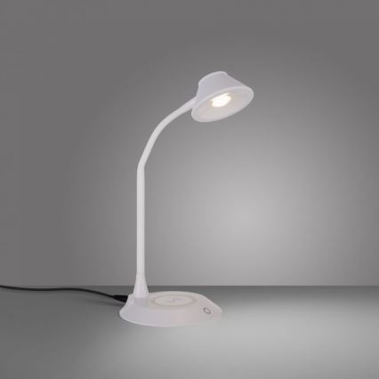 JUST LIGHT. 14414-16 - Светодиодная настольная лампа с затемнением и гибким сенсорным управлением, беспроводная зарядка PUCKI LED/4,5W/230V белая