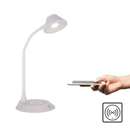 JUST LIGHT. 14414-16 - Светодиодная настольная лампа с затемнением и гибким сенсорным управлением, беспроводная зарядка PUCKI LED/4,5W/230V белая