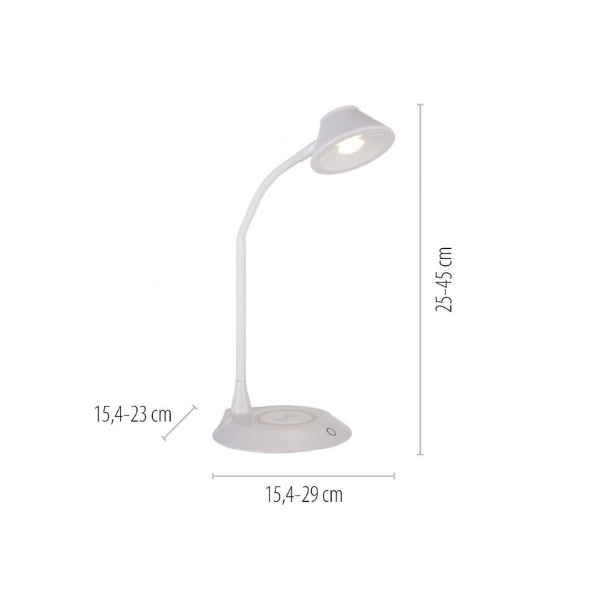 JUST LIGHT. 14414-16 - Светодиодная настольная лампа с затемнением и гибким сенсорным управлением, беспроводная зарядка PUCKI LED/4,5W/230V белая