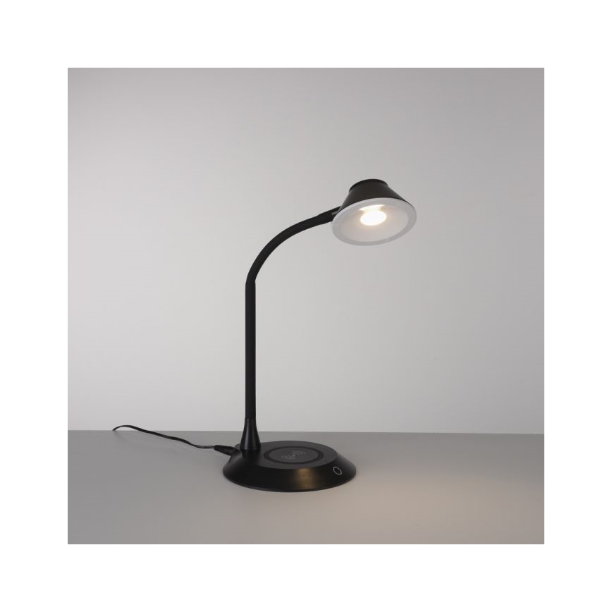 JUST LIGHT. 14414-18 - LED Диммувана гнучка сенсорна настільна лампа з бездротовою зарядкою PUCKI LED/4,5W/230V чорна