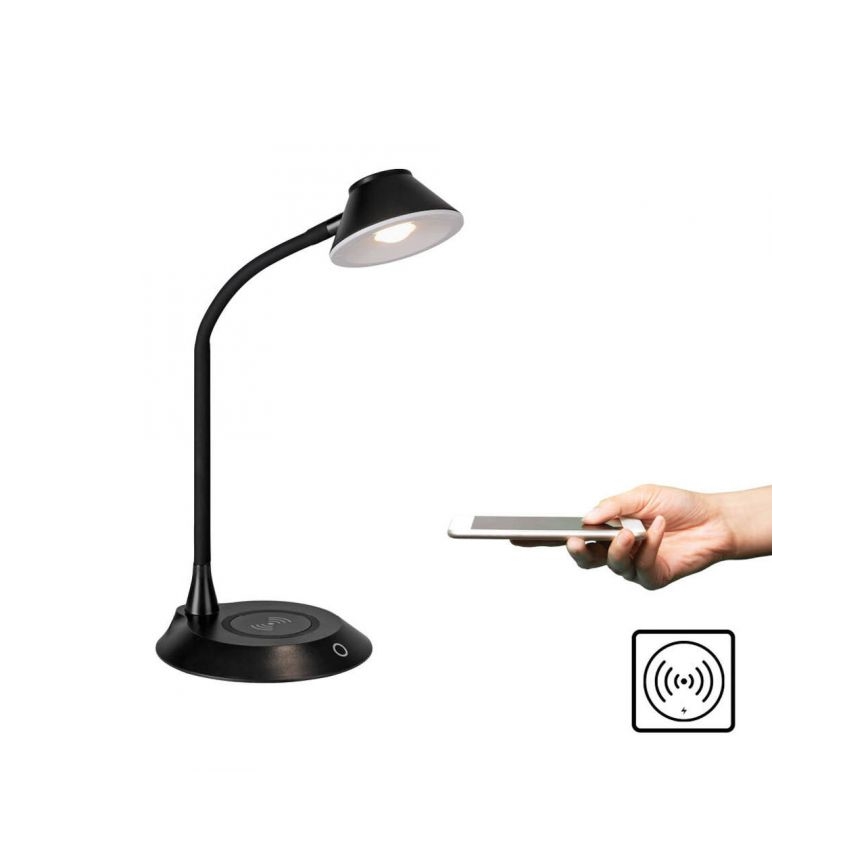JUST LIGHT. 14414-18 - LED Диммувана гнучка сенсорна настільна лампа з бездротовою зарядкою PUCKI LED/4,5W/230V чорна