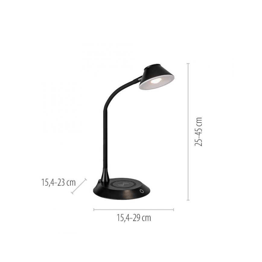 JUST LIGHT. 14414-18 - LED Диммувана гнучка сенсорна настільна лампа з бездротовою зарядкою PUCKI LED/4,5W/230V чорна
