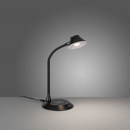 JUST LIGHT. 14414-18 - Настольная лампа с регулировкой яркости и беспроводной зарядкой PUCKI LED/4,5W/230V черная