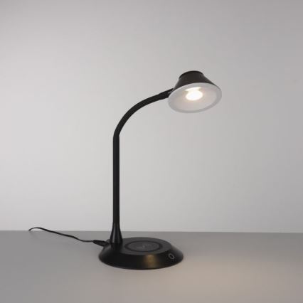 JUST LIGHT. 14414-18 - Настольная лампа с регулировкой яркости и беспроводной зарядкой PUCKI LED/4,5W/230V черная