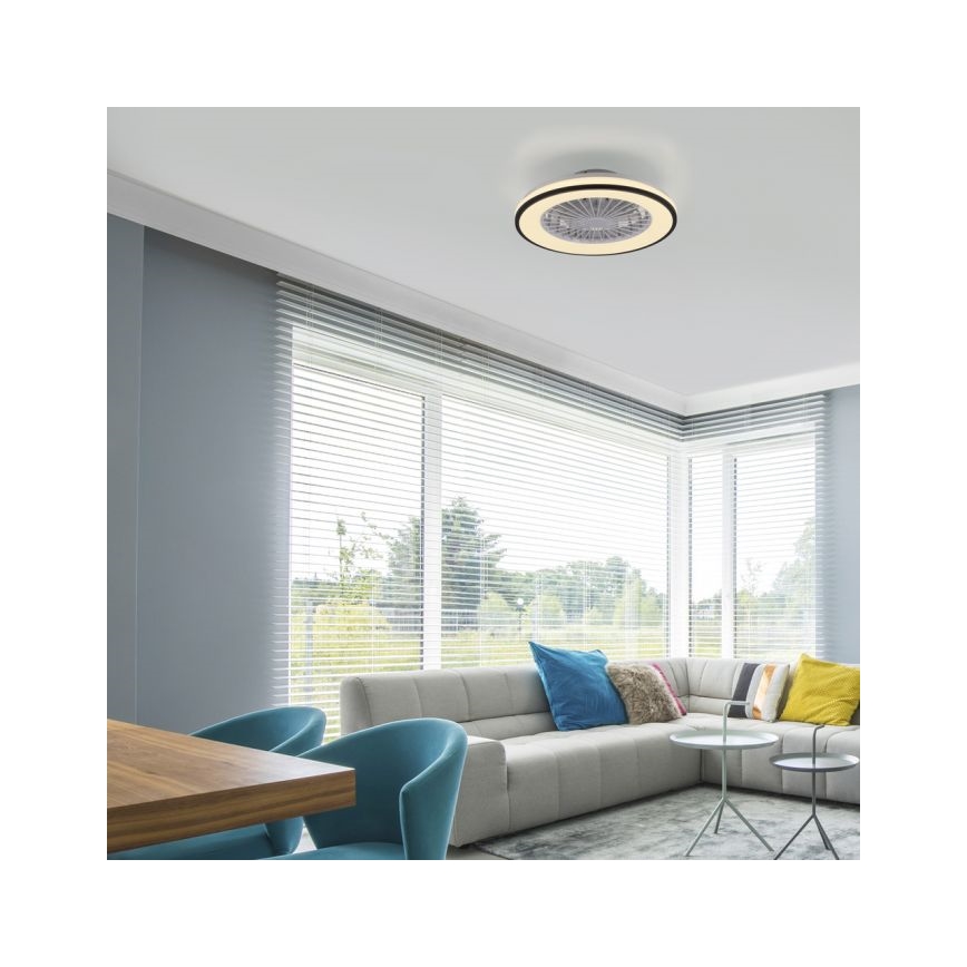 JUST LIGHT. 14447-18 - LED RGBW диммируемый потолочный вентилятор со светильником LENO LED/44Вт/230В 3000-6500K диаметр 48,6 см белый + пульт дистанционного управления