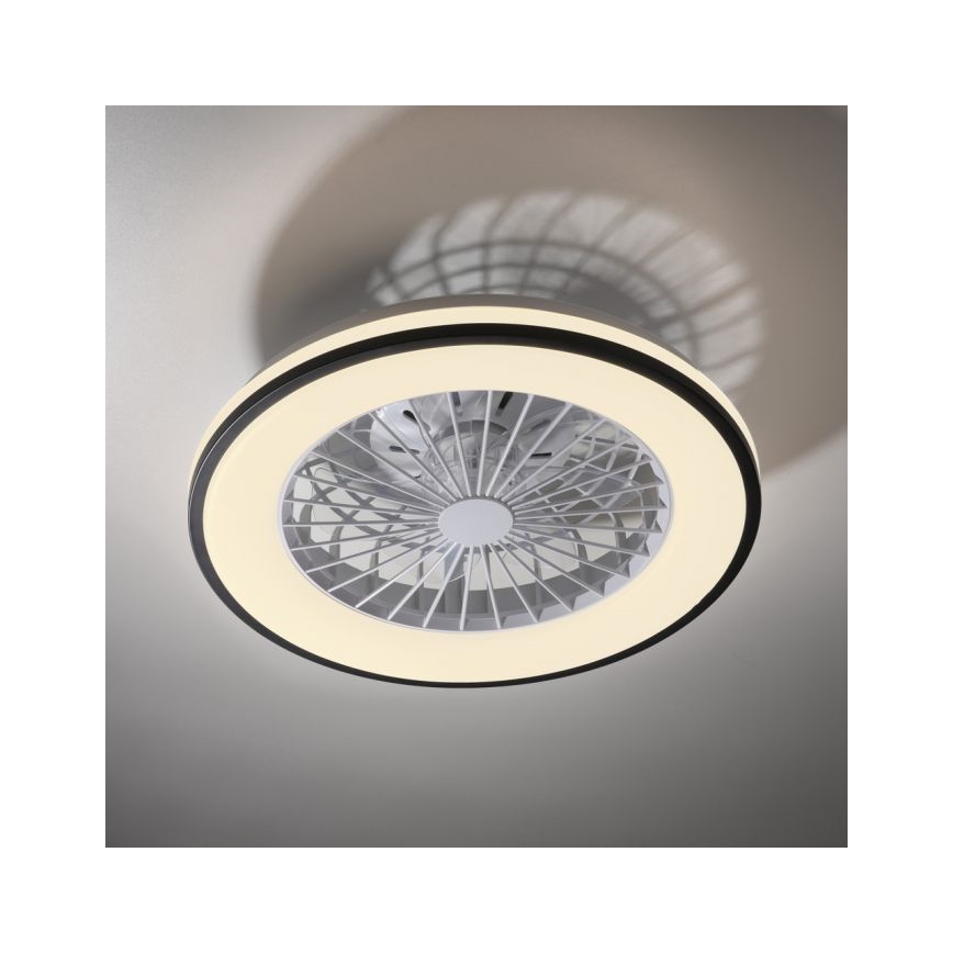 JUST LIGHT. 14447-18 - LED RGBW диммируемый потолочный вентилятор со светильником LENO LED/44Вт/230В 3000-6500K диаметр 48,6 см белый + пульт дистанционного управления