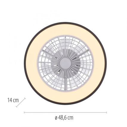 JUST LIGHT. 14447-18 - LED RGBW диммируемый потолочный вентилятор со светильником LENO LED/44Вт/230В 3000-6500K диаметр 48,6 см белый + пульт дистанционного управления