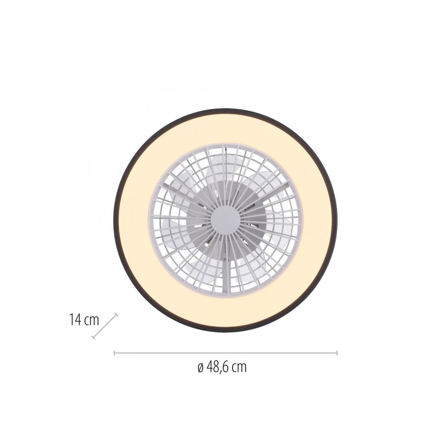 JUST LIGHT. 14447-18 - LED RGBW диммируемый потолочный вентилятор со светильником LENO LED/44Вт/230В 3000-6500K диаметр 48,6 см белый + пульт дистанционного управления