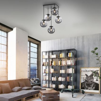 JUST LIGHT. 14602-18 - Люстра на штанзі WIDOW 5xE14/25W/230V чорний