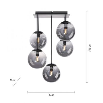 JUST LIGHT. 14602-18 - Люстра на штанзі WIDOW 5xE14/25W/230V чорний