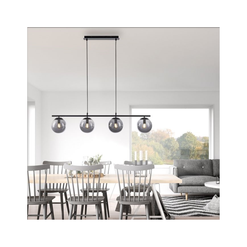 JUST LIGHT. 14604-18 - Підвісна люстра WIDOW 4xE14/25W/230V чорний