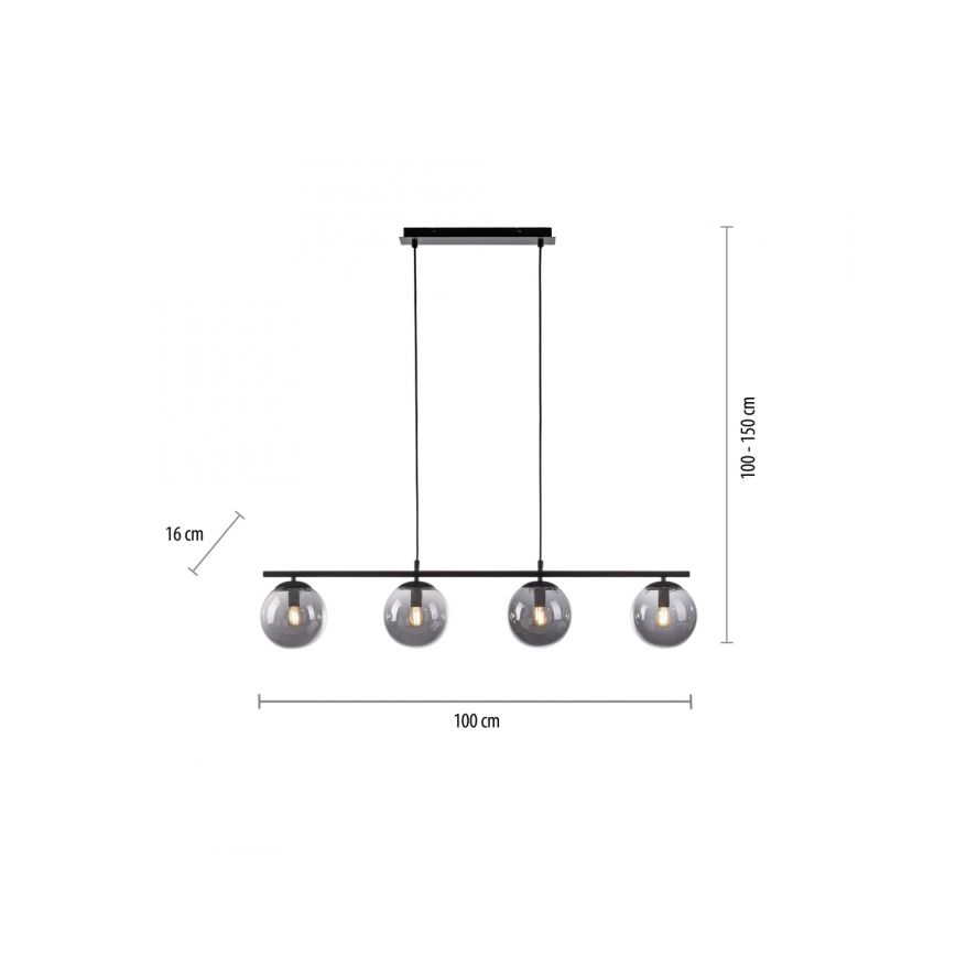 JUST LIGHT. 14604-18 - Підвісна люстра WIDOW 4xE14/25W/230V чорний