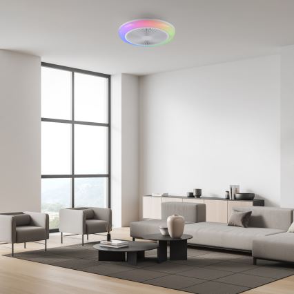 JUST LIGHT. 14623-16 - LED RGBW Диммируемый потолочный вентилятор со светильником BRENDA LED/22W/230V 3000-6000K Ø 46 см белый + пульт дистанционного управления