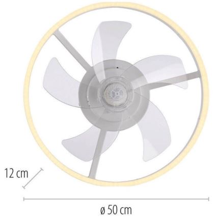 JUST LIGHT. 14624-16 - димований LED-стельовий вентилятор зі світлом RITA LED/22W/230V 3000-6000K, діаметр 50 см, білий + пульт дистанційного керування