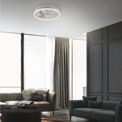 JUST LIGHT. 14624-16 - LED диммируемый потолочный вентилятор со светильником RITA LED/22W/230V 3000–6000K, диаметр 50 см, белый + пульт дистанционного управления