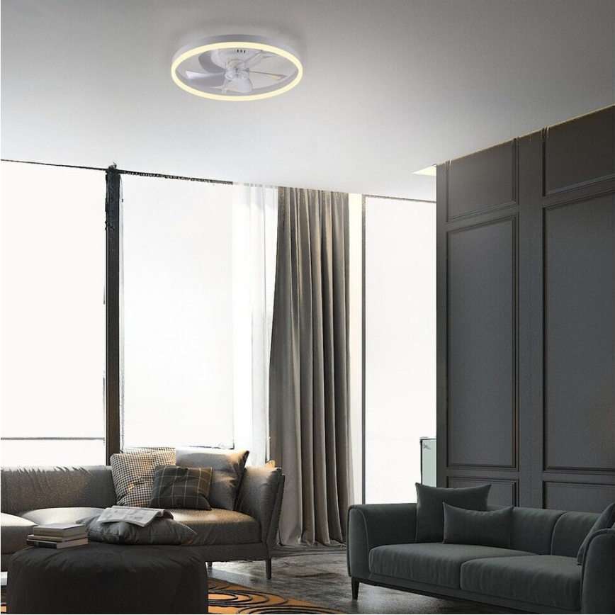 JUST LIGHT. 14624-16 - LED диммируемый потолочный вентилятор со светильником RITA LED/22W/230V 3000–6000K, диаметр 50 см, белый + пульт дистанционного управления