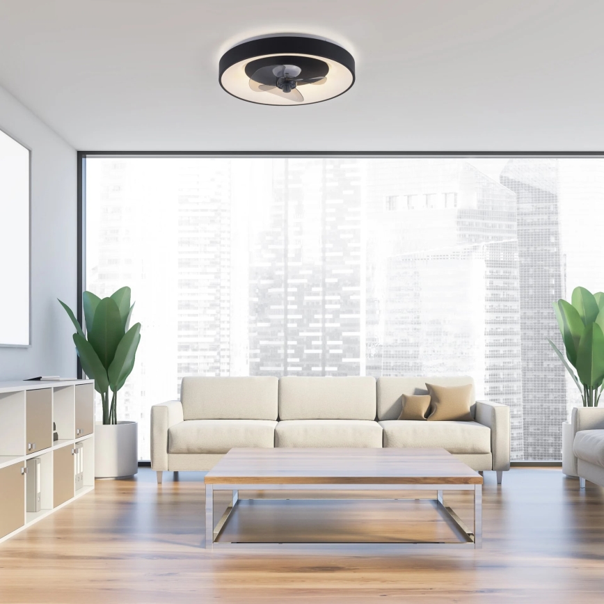 JUST LIGHT. 14644-18 - LED Стельовий світильник з вентилятором та регулюванням яскравості VENIKA LED/36W/230V діаметр 48,6 см 2700-5000K + пульт дистанційного керування