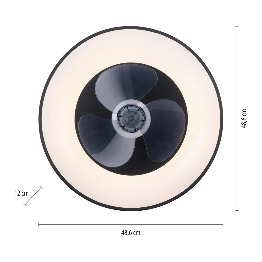 JUST LIGHT. 14644-18 - LED Стельовий світильник з вентилятором та регулюванням яскравості VENIKA LED/36W/230V діаметр 48,6 см 2700-5000K + пульт дистанційного керування