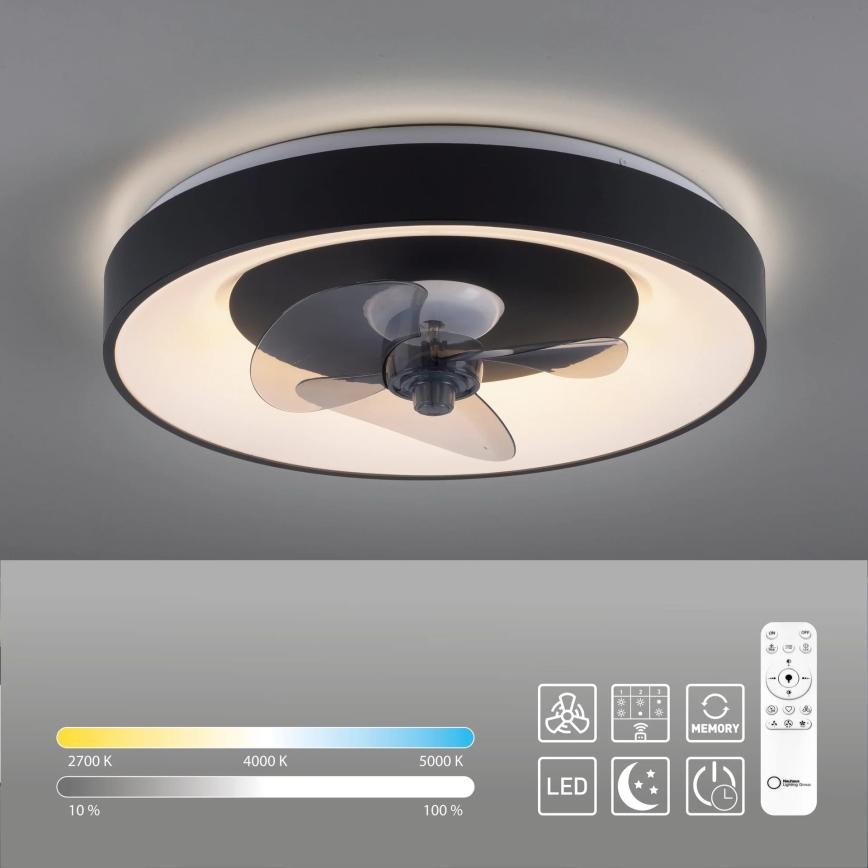 JUST LIGHT. 14644-18 - Светодиодный потолочный светильник с регулированием яркости и вентилятором VENIKA LED/36W/230V диаметр 48,6 см 2700-5000K + дистанционное управление