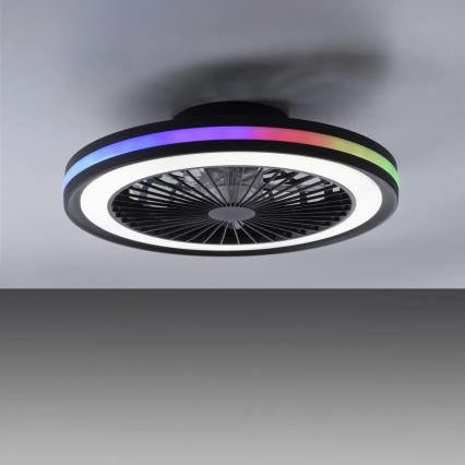JUST LIGHT. 14649-18 - Светодиодный потолочный RGBW-вентилятор с регулированием яркости со светильником BRANDON LED/36W/230V 2700-5000K диаметр 46,5 см черный + дистанционное управление