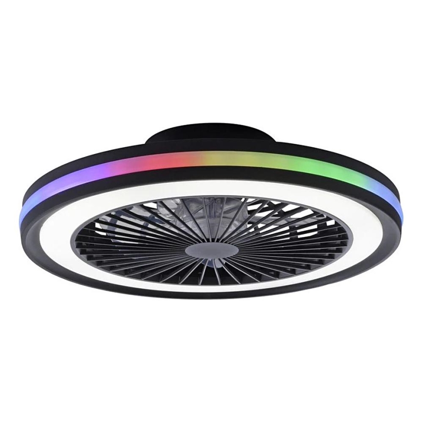 JUST LIGHT. 14649-18 - Світлодіодний RGBW димований стельовий вентилятор зі світлом BRANDON LED/36W/230V 2700-5000K діаметр 46,5 см чорний + дистанційне керування