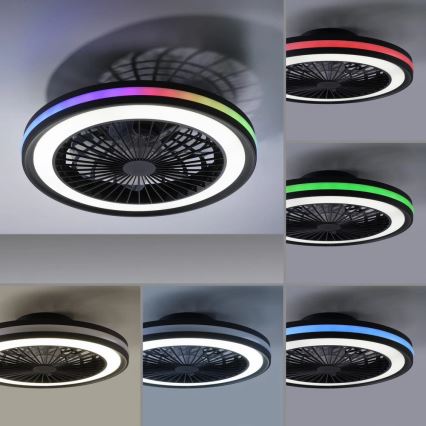 JUST LIGHT. 14649-18 - Світлодіодний RGBW димований стельовий вентилятор зі світлом BRANDON LED/36W/230V 2700-5000K діаметр 46,5 см чорний + дистанційне керування