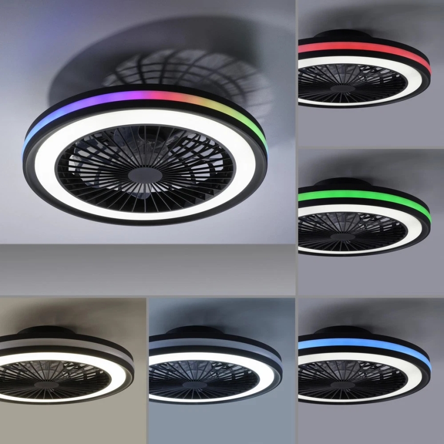JUST LIGHT. 14649-18 - Світлодіодний RGBW димований стельовий вентилятор зі світлом BRANDON LED/36W/230V 2700-5000K діаметр 46,5 см чорний + дистанційне керування