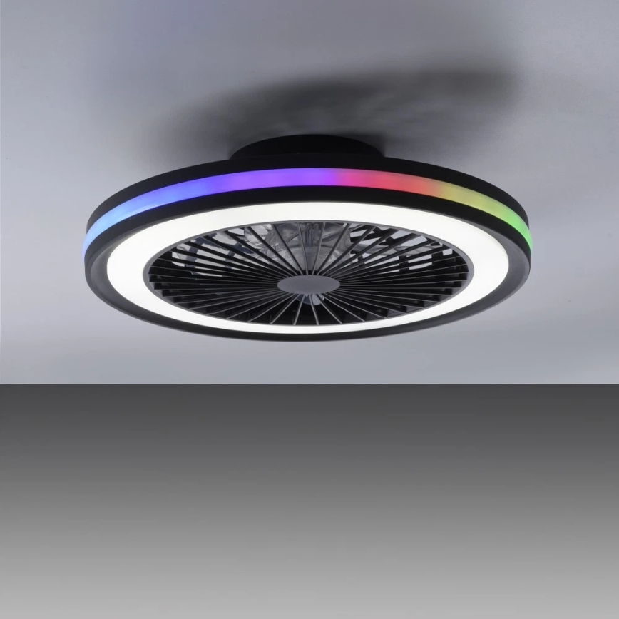 JUST LIGHT. 14649-18 - Світлодіодний RGBW димований стельовий вентилятор зі світлом BRANDON LED/36W/230V 2700-5000K діаметр 46,5 см чорний + дистанційне керування