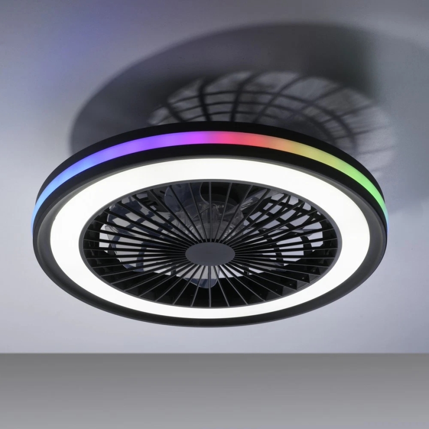 JUST LIGHT. 14649-18 - Світлодіодний RGBW димований стельовий вентилятор зі світлом BRANDON LED/36W/230V 2700-5000K діаметр 46,5 см чорний + дистанційне керування