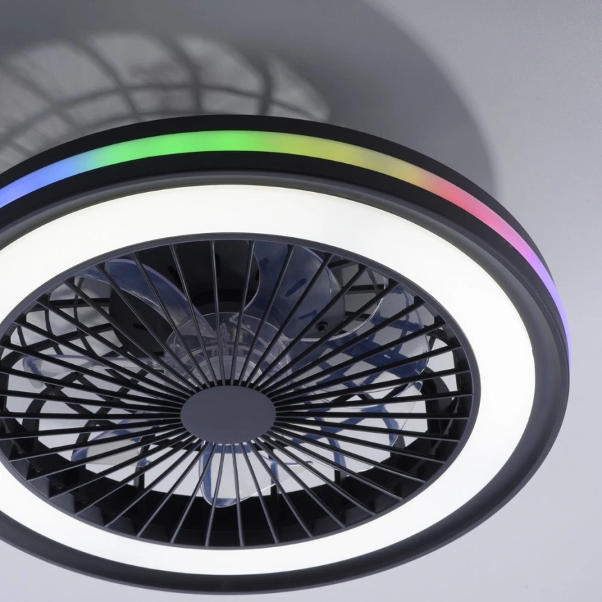 JUST LIGHT. 14649-18 - Світлодіодний RGBW димований стельовий вентилятор зі світлом BRANDON LED/36W/230V 2700-5000K діаметр 46,5 см чорний + дистанційне керування