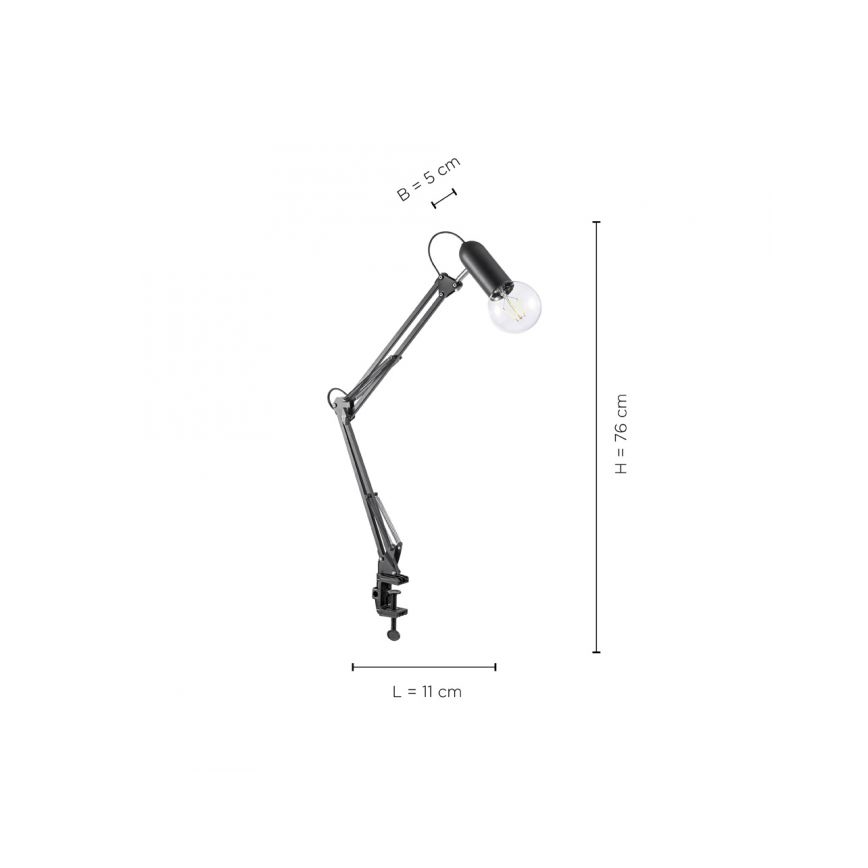 JUST LIGHT. 14773-18 - Настольная лампа с зажимом TURN ME 1xE27/60W/230V черный