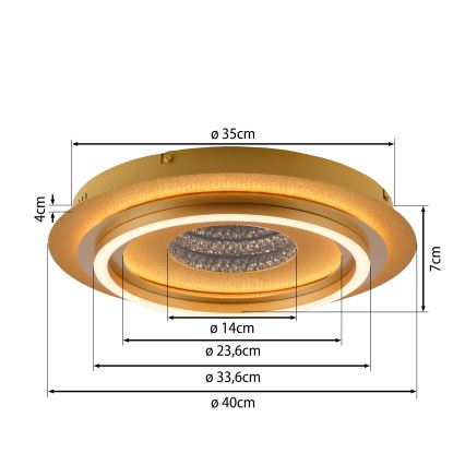 JUST LIGHT. 15089-60 - Светодиодный потолочный светильник CICHIO LED/36 Вт/230 В диаметр 40 см золотой
