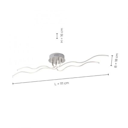 JUST LIGHT. 15126-55 - Светодиодная потолочная люстра WAVE LED/29,4W/230V матовый хром