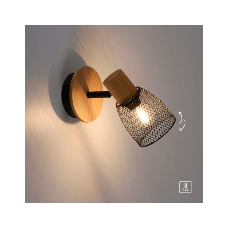 JUST LIGHT. 15191-79 - Настінний точковий світильник TAMIS 1xE14/10W/230V сосна