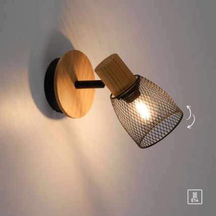 JUST LIGHT. 15191-79 - Настінний точковий світильник TAMIS 1xE14/10W/230V сосна