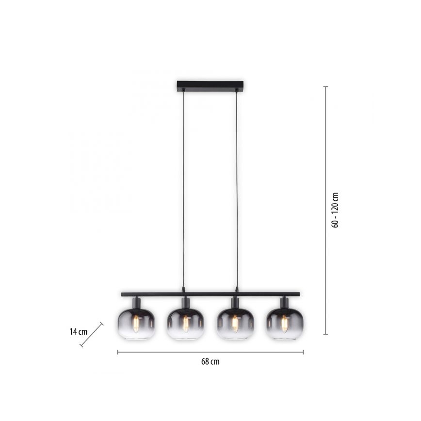 JUST LIGHT. 15421-18 - Подвесная люстра ZEA 4xE14/25W/230V черный