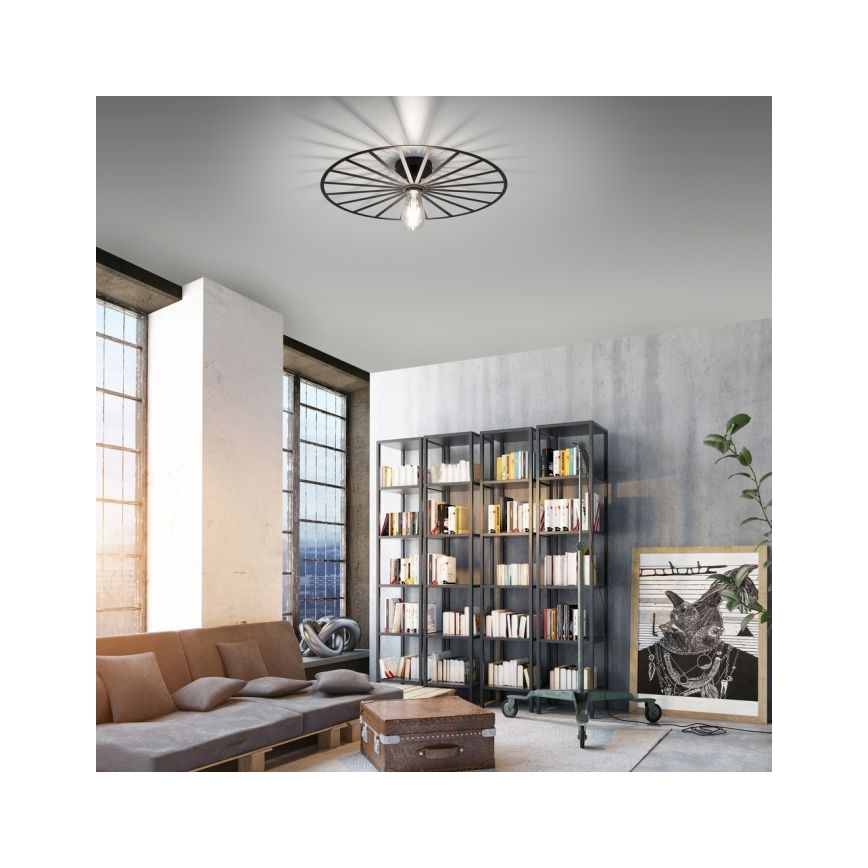 JUST LIGHT. 15636-18 - Стельовий світильник SPIKE 1xE27/40W/230V діаметр 50 см чорний