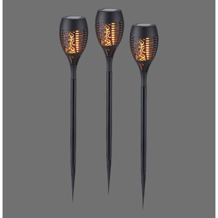 JUST LIGHT. 19106-18-3 - НАБІР 3x Світлодіодний світильник на сонячній батареї FACKEL LED/0,24W/1,2V 200 mAh IP44 чорний
