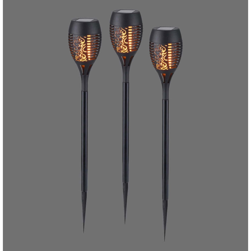 JUST LIGHT. 19106-18-3 - НАБОР 3x Светодиодный светильник на солнечной батарее FACKEL LED/0,24W/3,7V IP44 черный