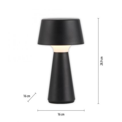 JUST LIGHT. 19260-18 - LED Сенсорна вулична лампа з регулюванням яскравості ABERA LED/3W/3,7V 2000 mAh USB IP54 чорний